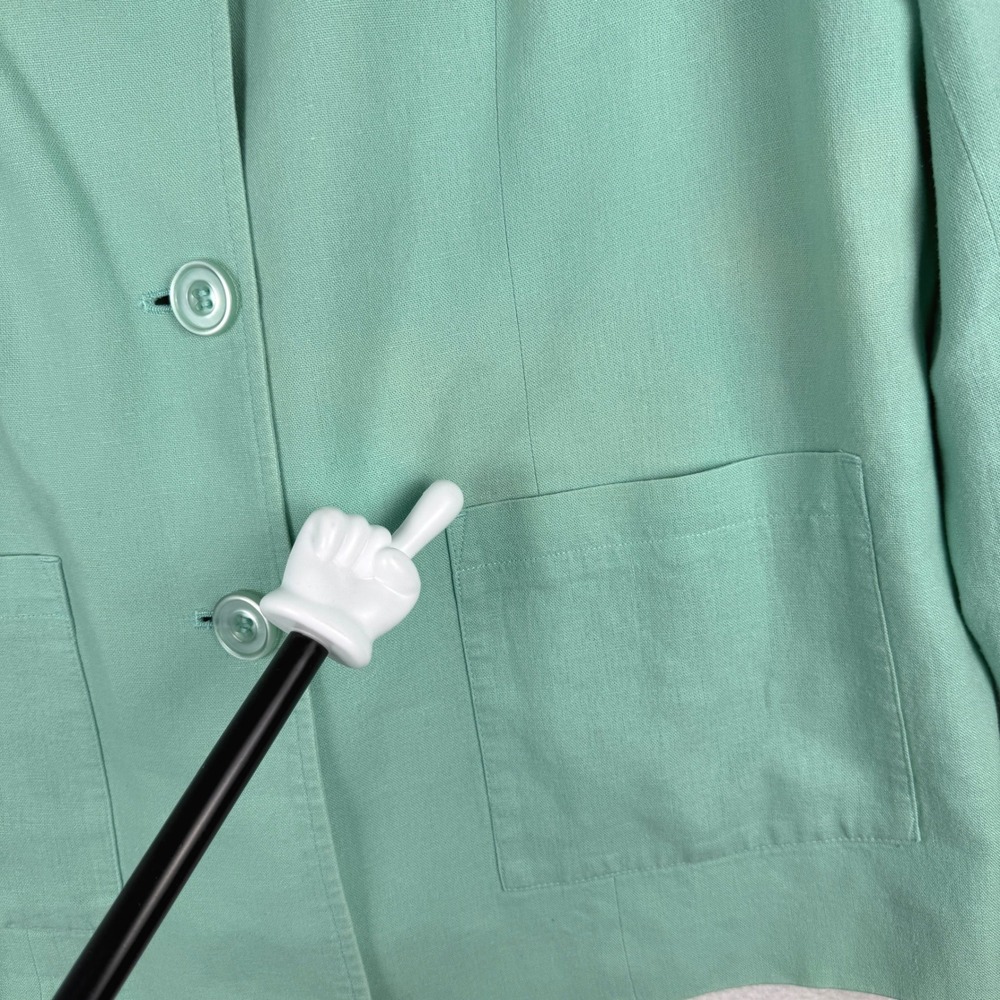 Appleseed's Blazer Women 16W Seafoam Green Linen Blend Button Front Jacket - Picture 4 of 10